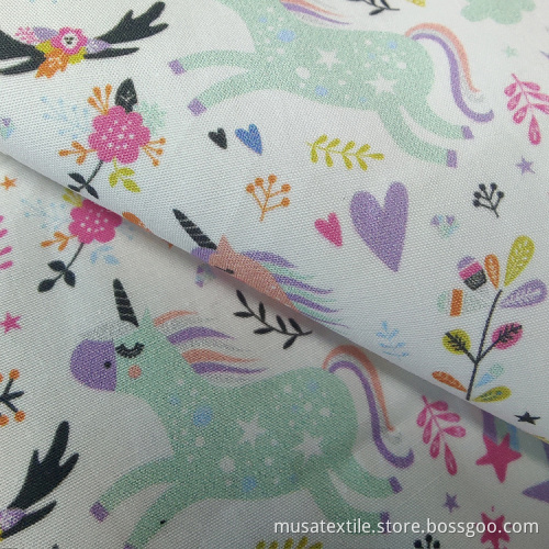 Rainbows And Unicorn Design Woven Cotton Poplin Fabric